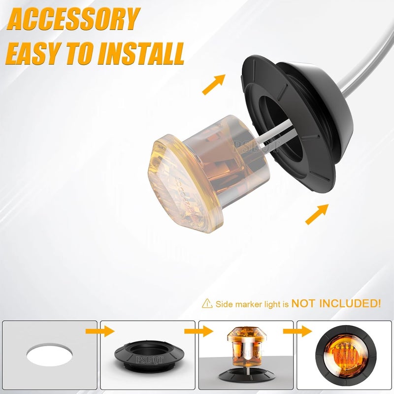PSEQT 3/4'' Round Rubber Grommets for 3/4'' LED Lights, Waterproof Gasket with Inner Hole and Grooves for Secure Fastening, Fit for 0.75-inch Round LED Side Clearance Tail Marker Lights (Pack of 20) - Image 4